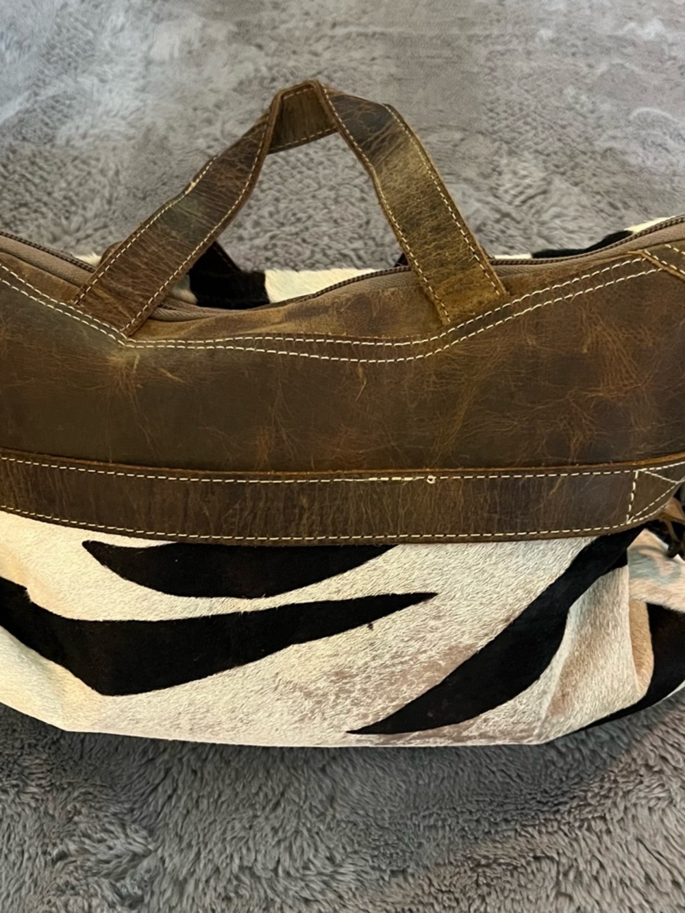 Myra Bag Brown and Black-White Haircalf Crossbody Bag